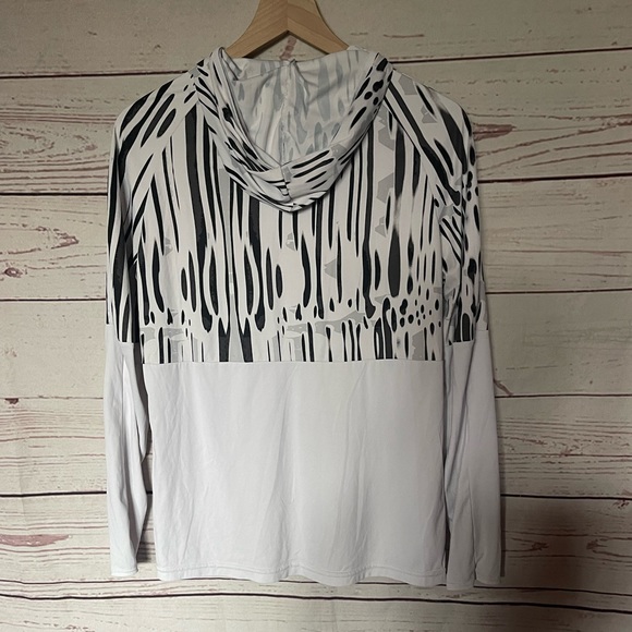 Adidas Climalite Running  AKTIV Against Cancer Size Top White Black Hooded - Picture 2 of 7